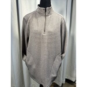 Solaris Waffle‎ Quilted 1/4 Zip Size Medium Brown With Pockets Winter Warm Comfy